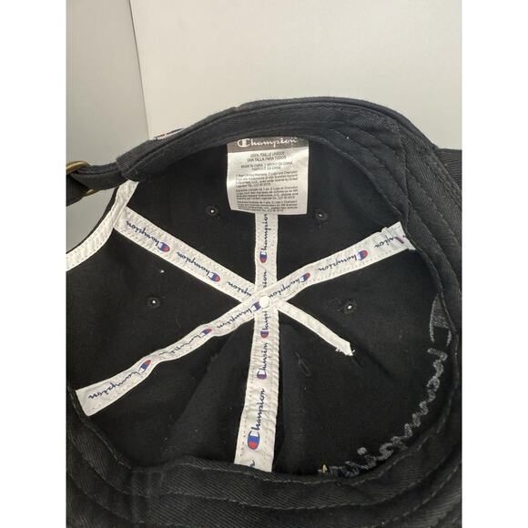 Champion Black Baseball Cap Mens OSFA Adjustable Relaxed Fit Pre-Curved - Picture 4 of 4